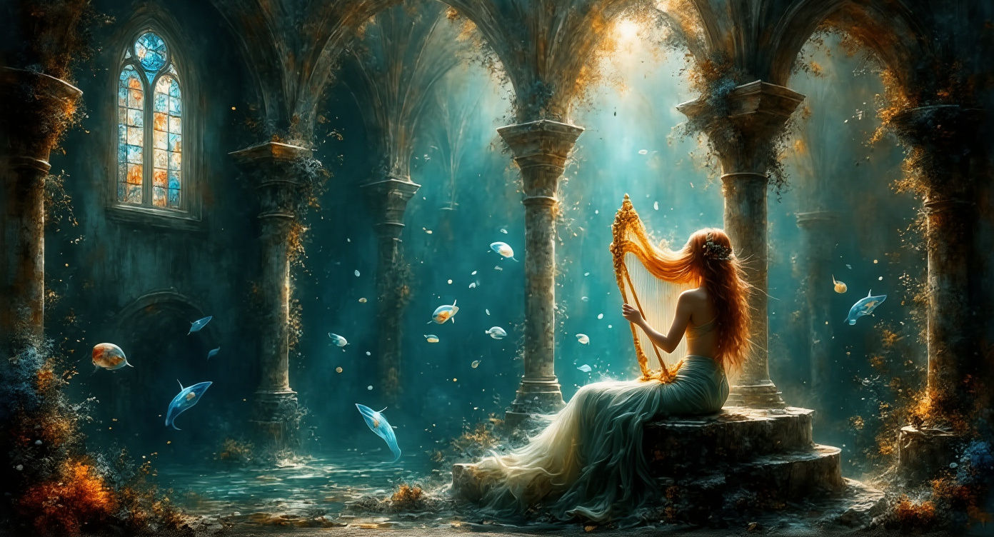 Mermaid's Serenade in Sunken Cathedral