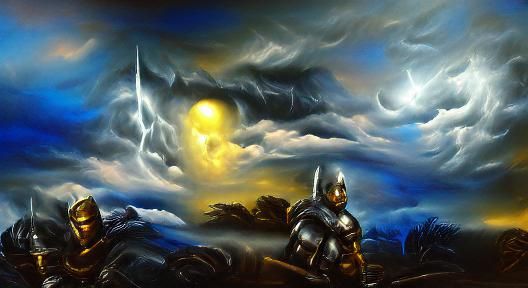 Heroic Knight in Shining Armor on Battlefield