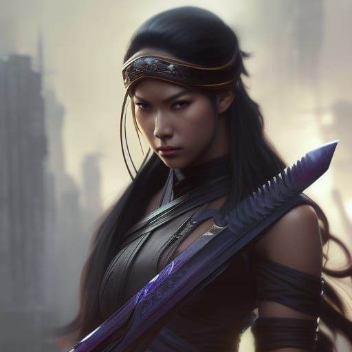 Female Ninja Assassin Portrait in Fantasy Art Style