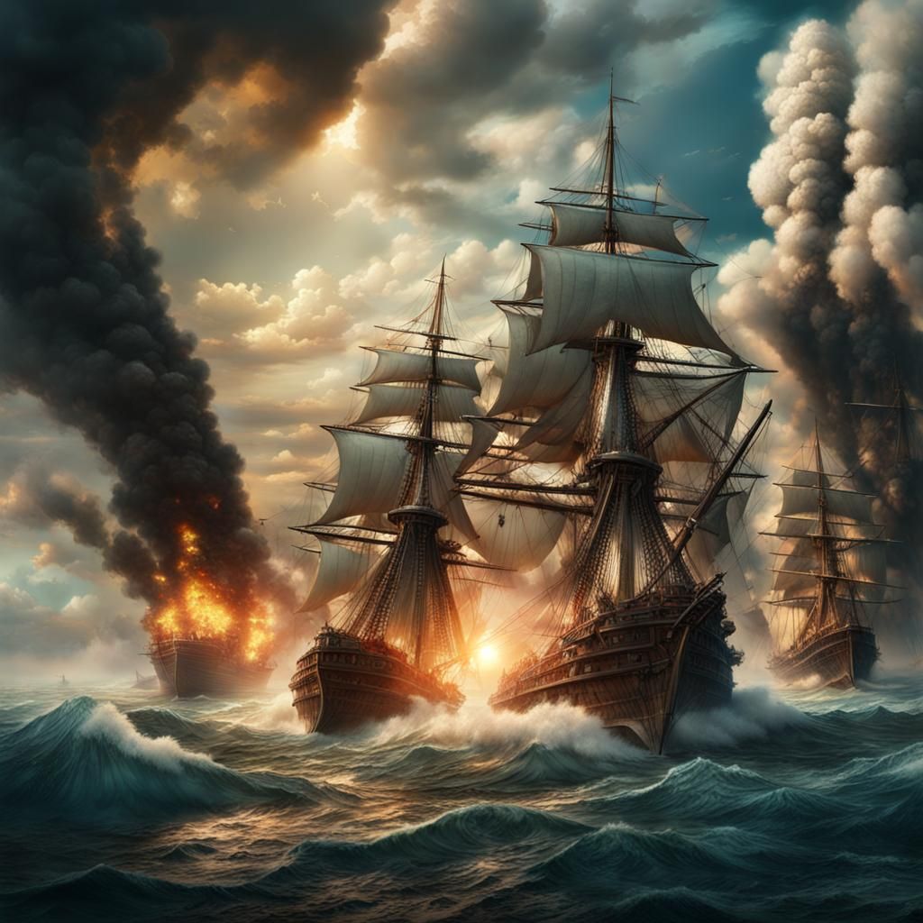 Epic Naval Battle in Tropical Sea