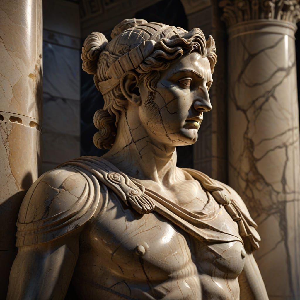 Hellenistic Altar Masterpiece in Dramatic Chiaroscuro Lighti...