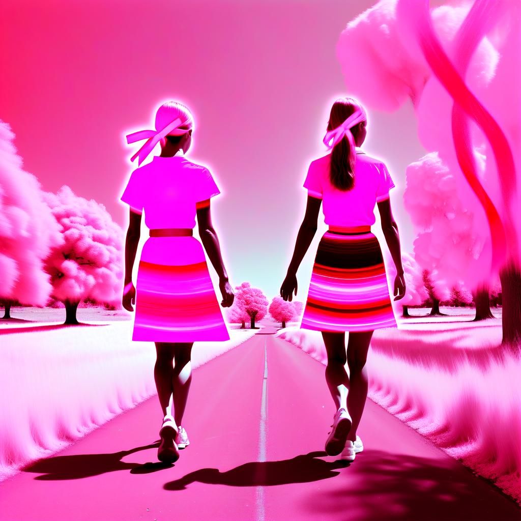 Glitch Art: Women with Pink Ribbons