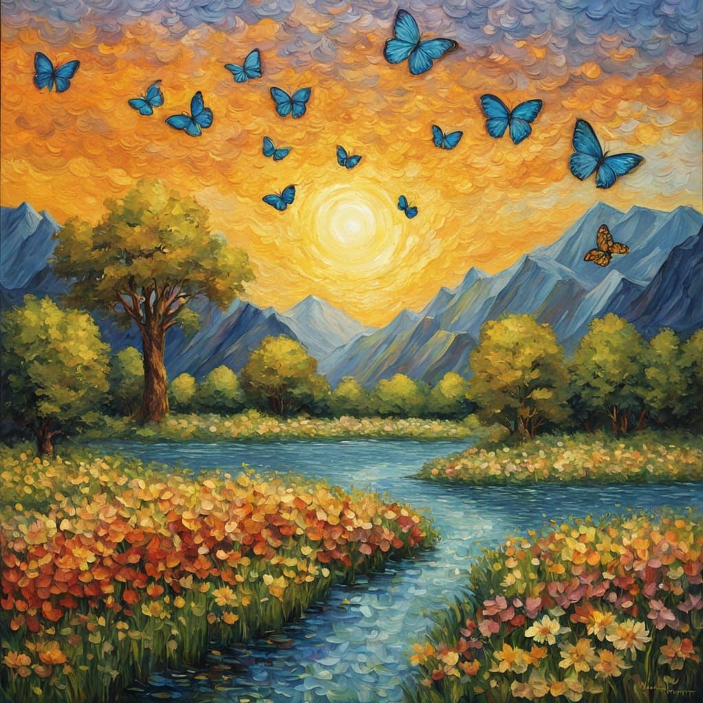 Earth Meadows in Neo-Impressionist Oil Painting Style