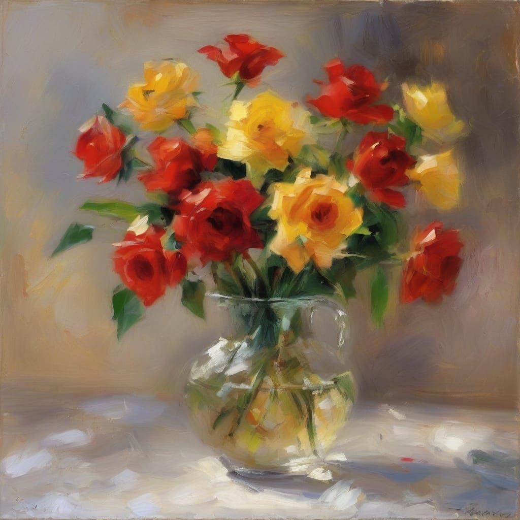 Vibrant Impressionist Portrait in Oil with Soft Focus and Ex...