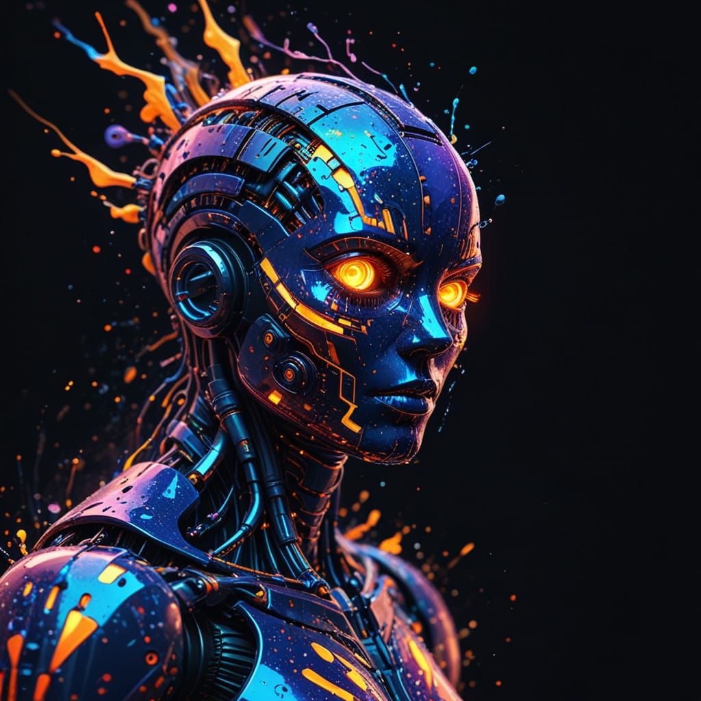 AI Bot Creates Art in Vibrant Digital Splash Style
