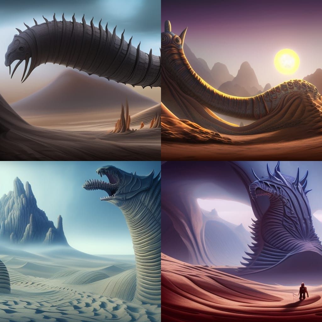 Majestic Sandworm in Detailed Matte Painting