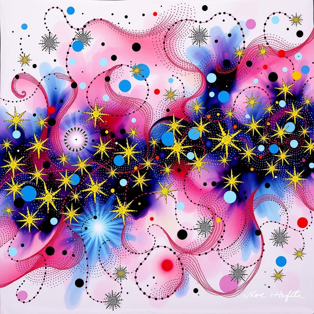 Dreamtime Songline of Stars: Indigenous Dot Painting