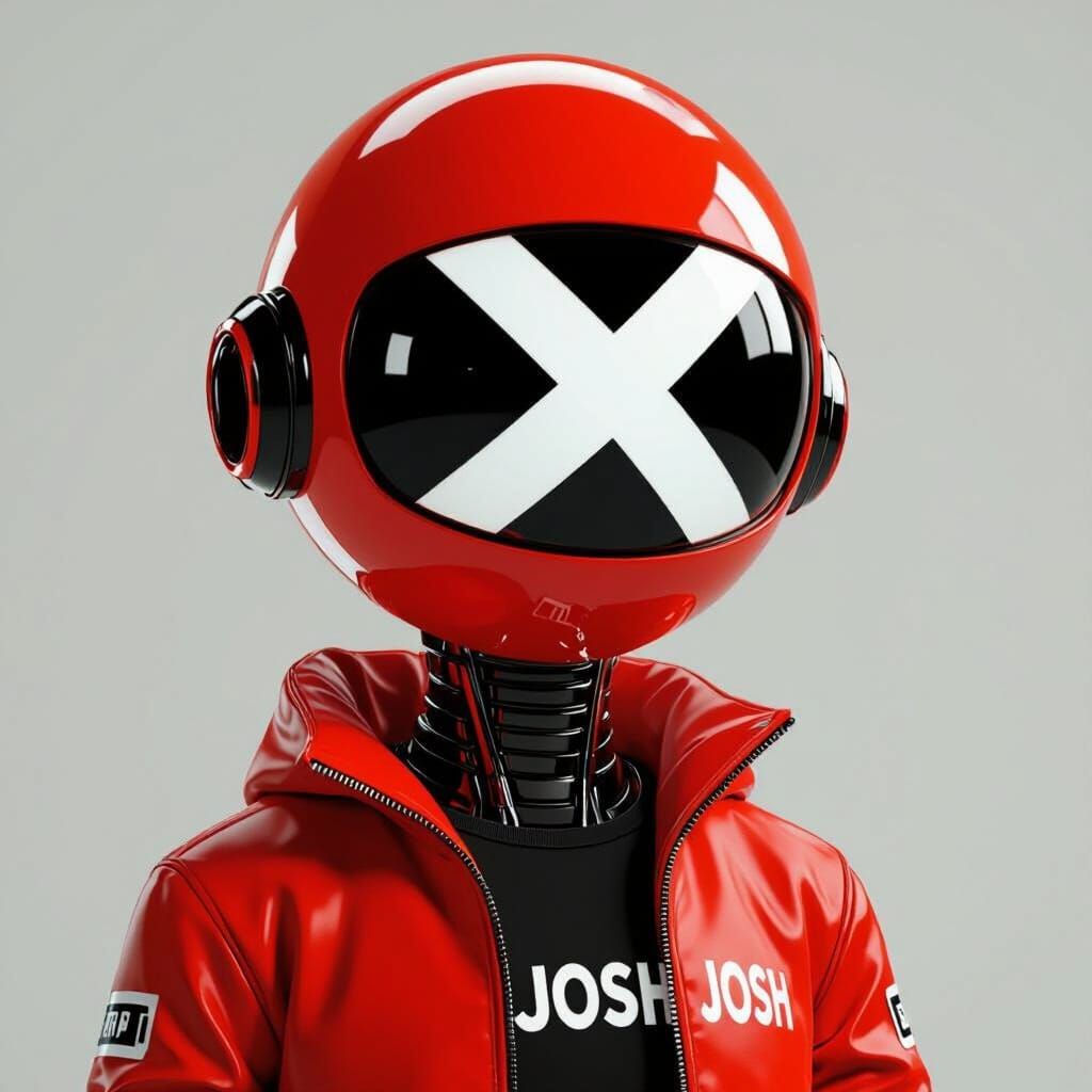 Stylized Red Humanoid Character in Animated Film Style