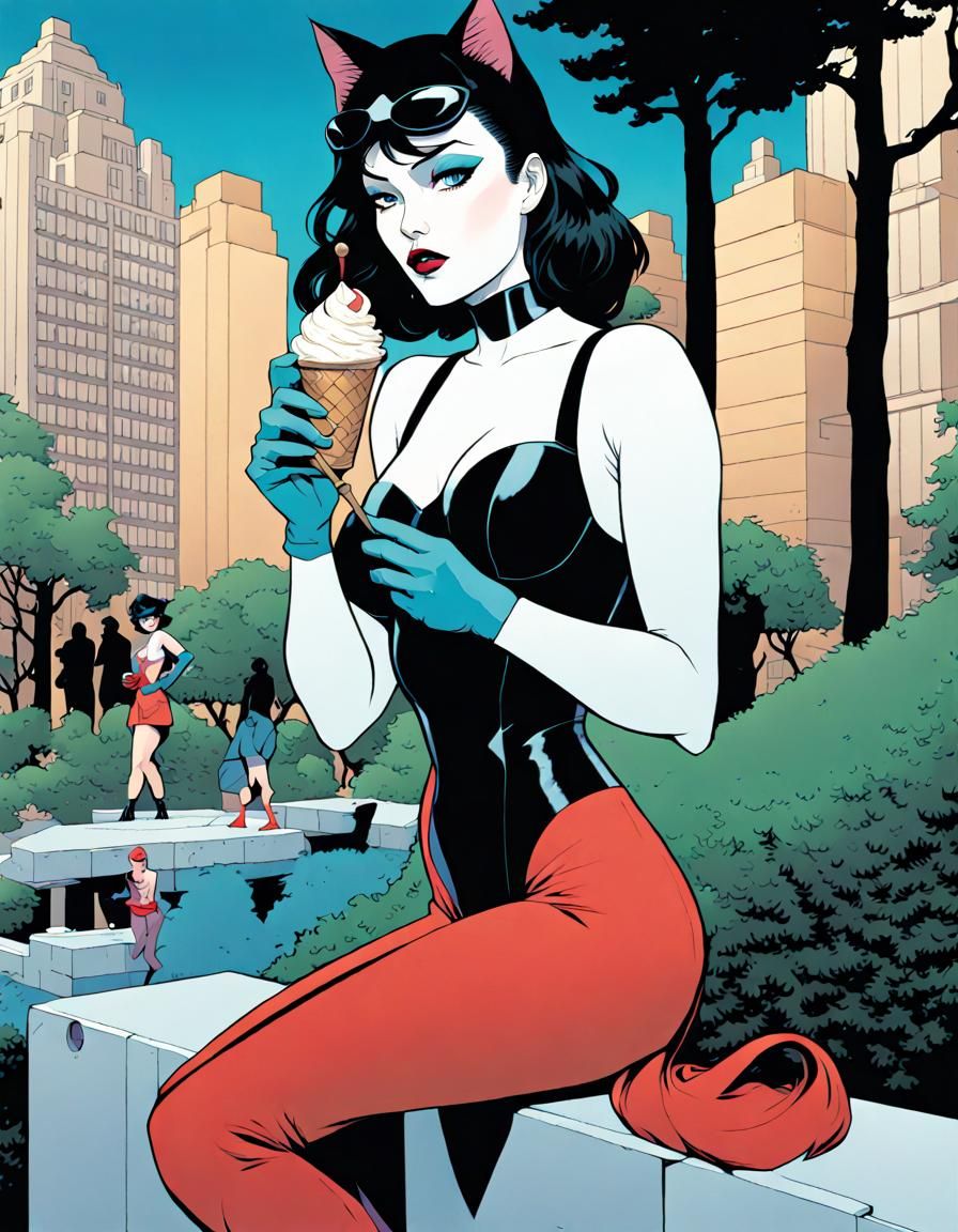 Catgirl Superhero Comic Book Illustration