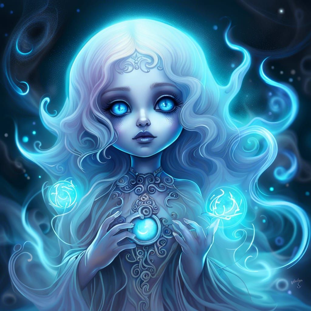 Nebula Ghost Girl in Animecore Dreamcore Style