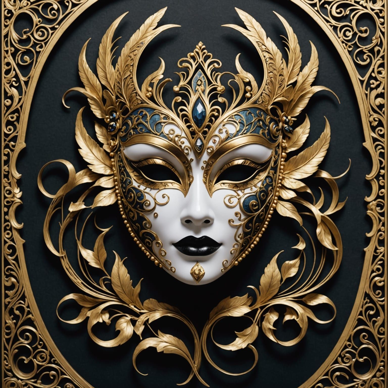 Elegant Golden Mask with Intricate Patterns
