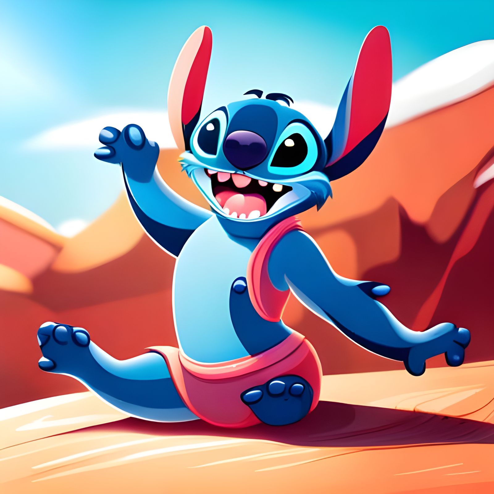 Stitch Does Yoga on a Sunny Day