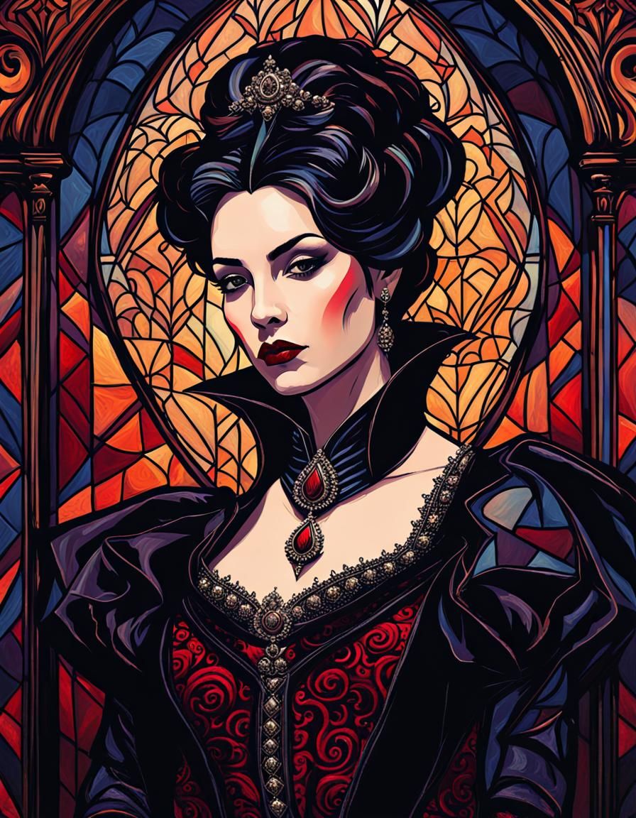 Gothic Vampire Portrait in Fauvist Expressionism Style