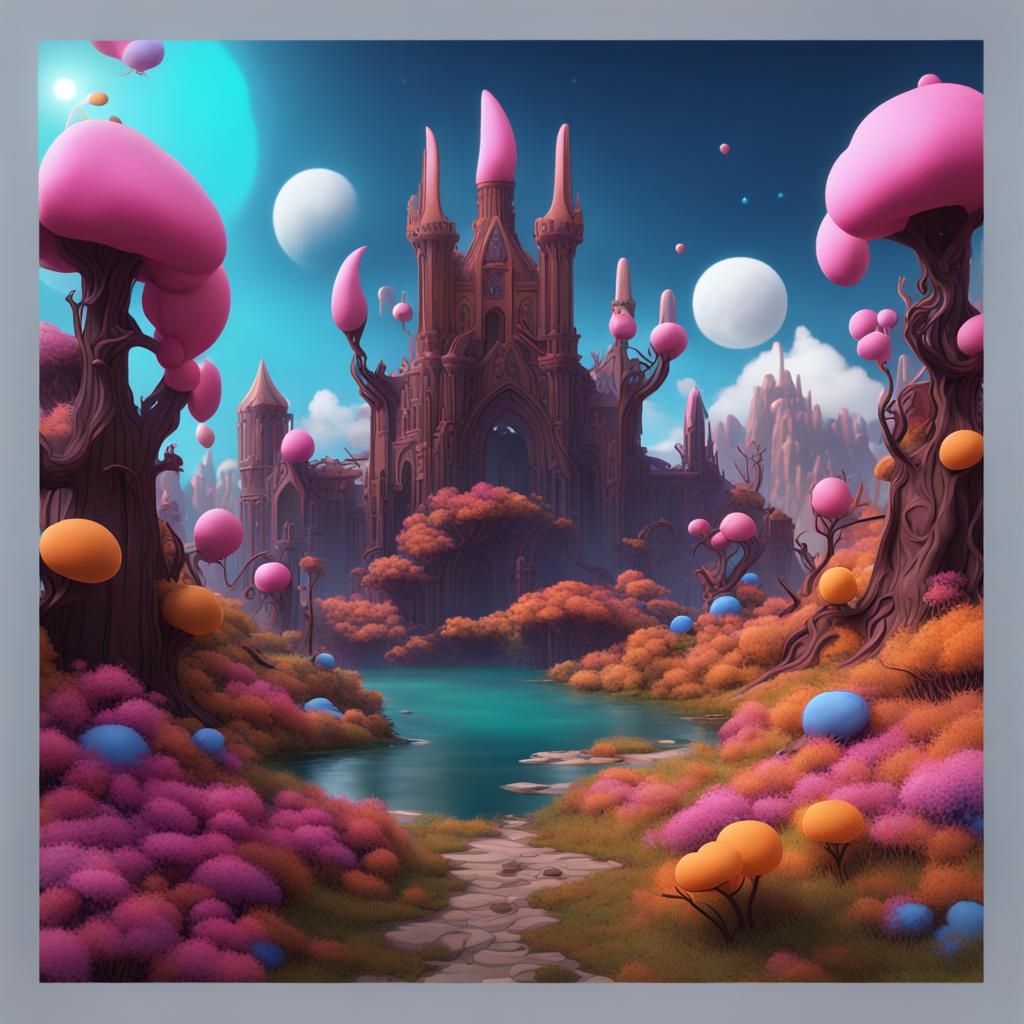 Fantastical Detailed Matte Painting in Deep Color