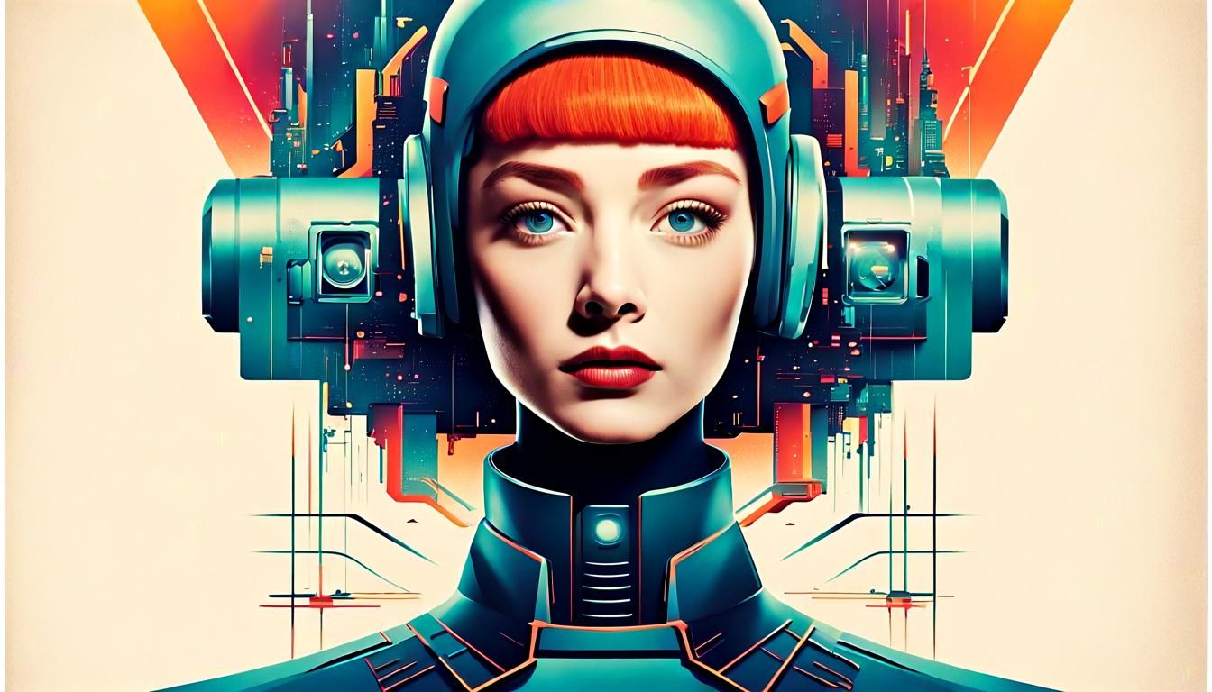 Retro-Futuristic Android Piloting Jaguar E-type