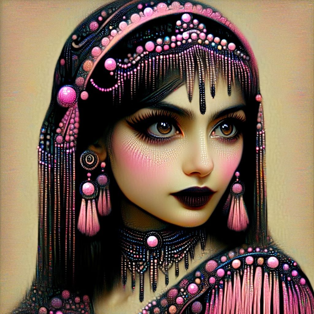 Gothic Flapper: South Asian Woman in Art Deco Style