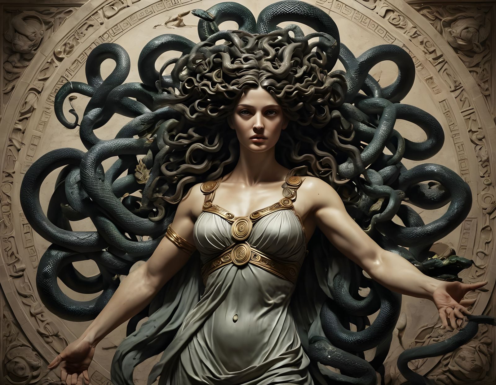 Medusa's Intense Gaze: A Hyperdetailed Vision