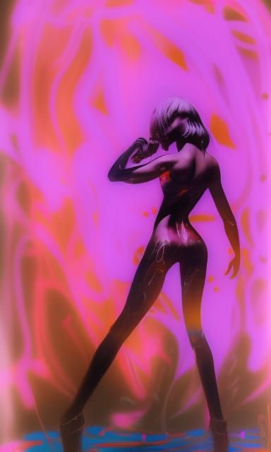 Neon Graffiti: Blonde Model in Street Art Style