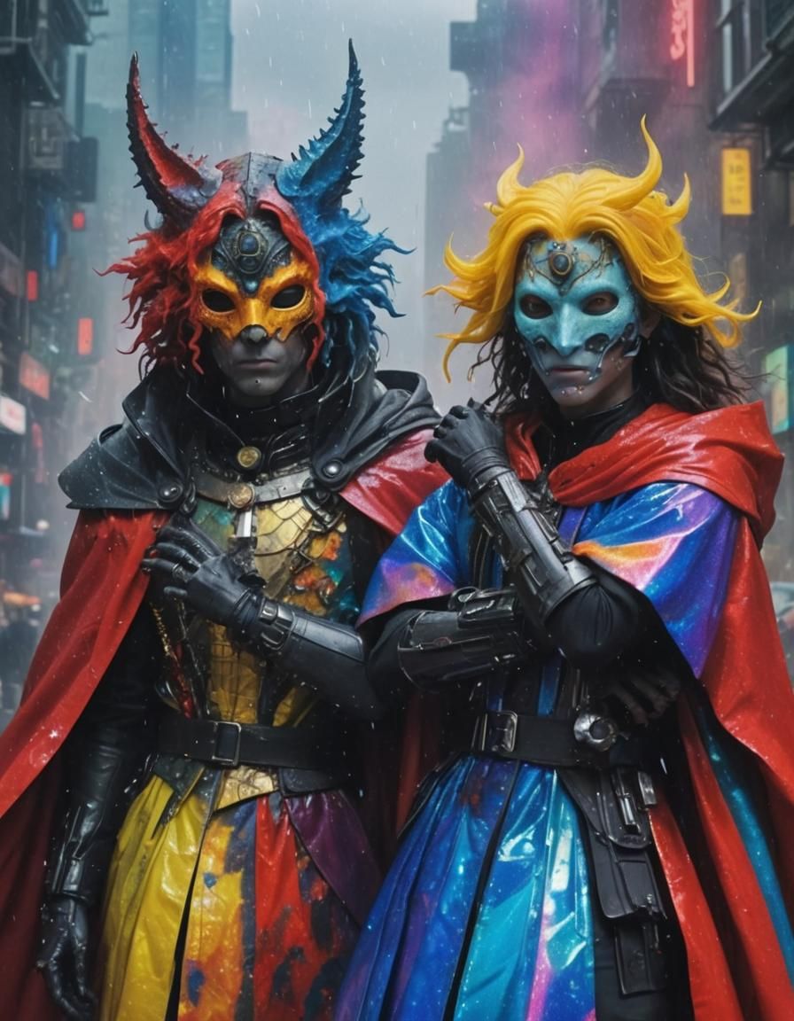 Neofuturistic Male Fashion in Red and Gray