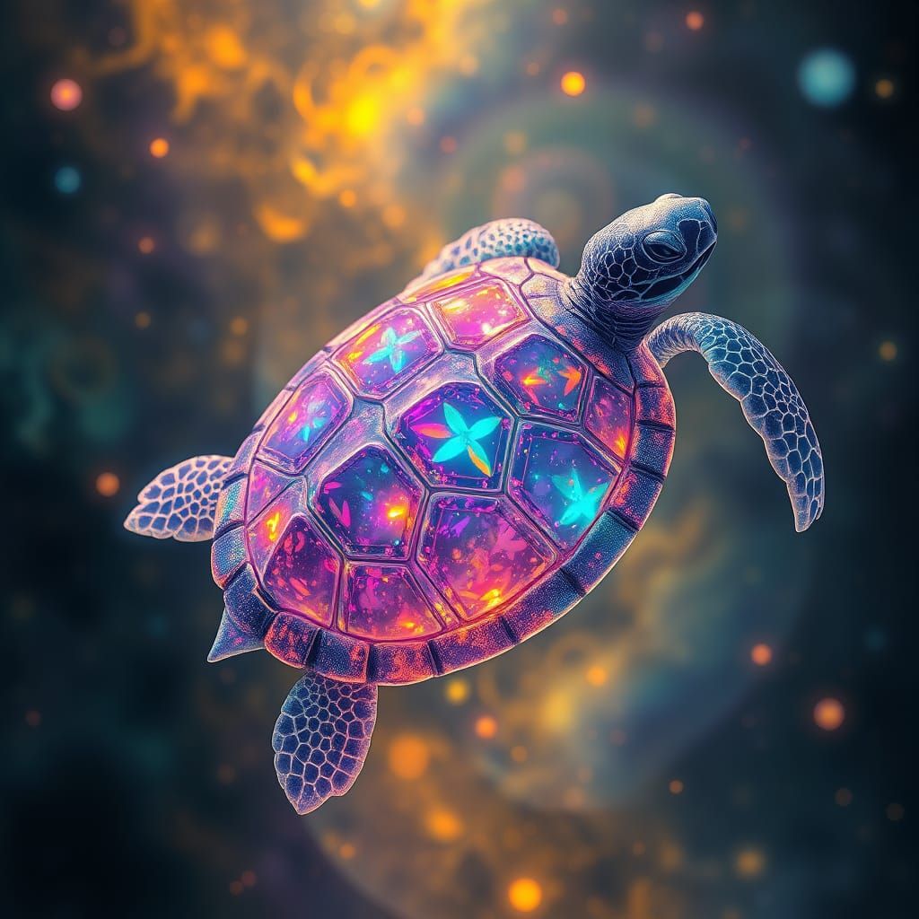 Ethereal Quantum Turtle in Surrealist Dreamscape