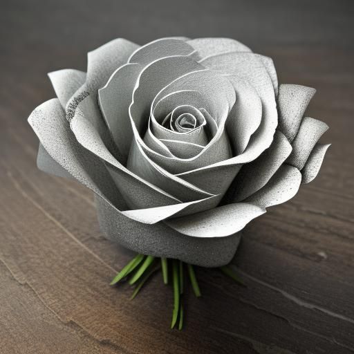 Hyperrealistic Newspaper Flower Sculpture in HDR