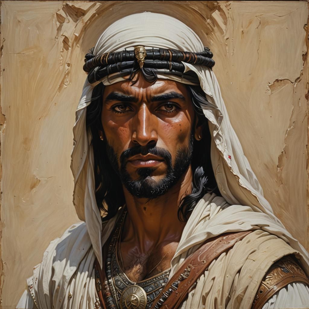 Arabian Warrior Portrait in Oil Painting Style