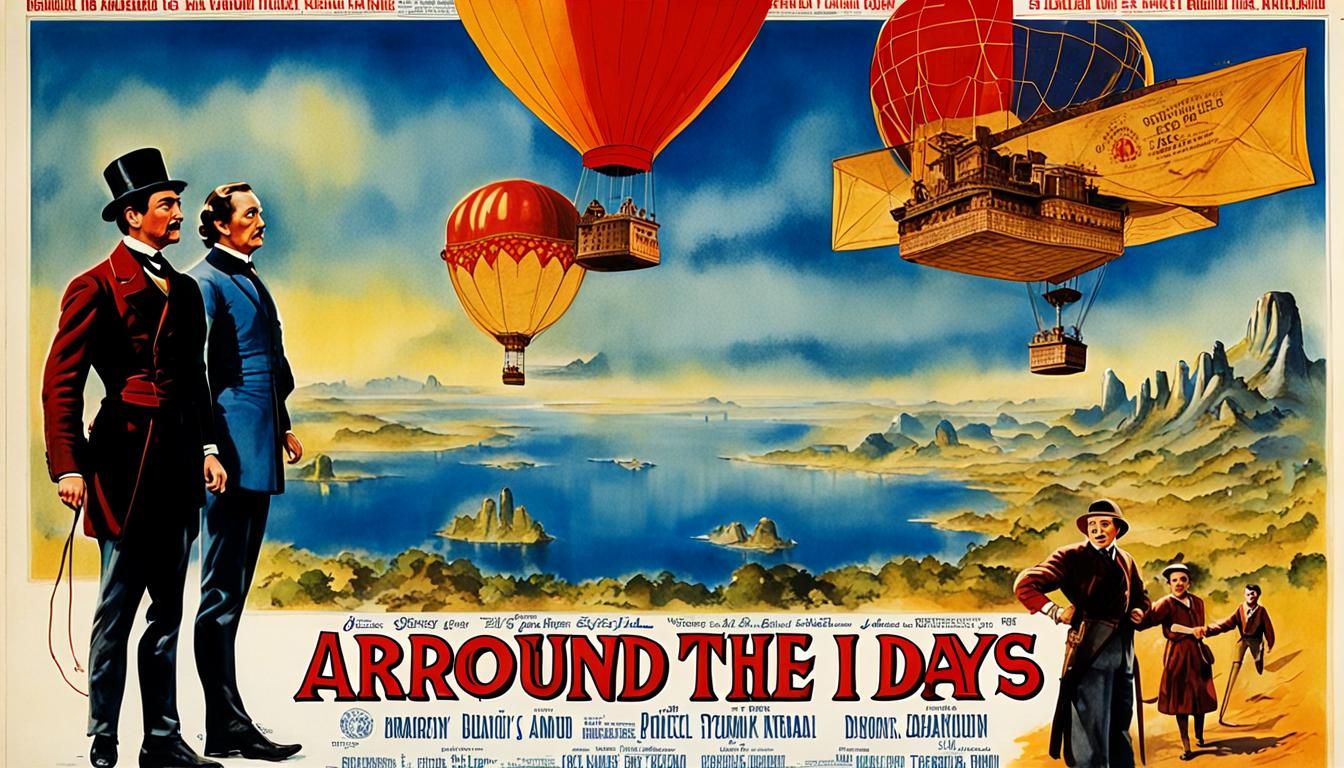 Around the World: Classic Movie Poster with Balloon