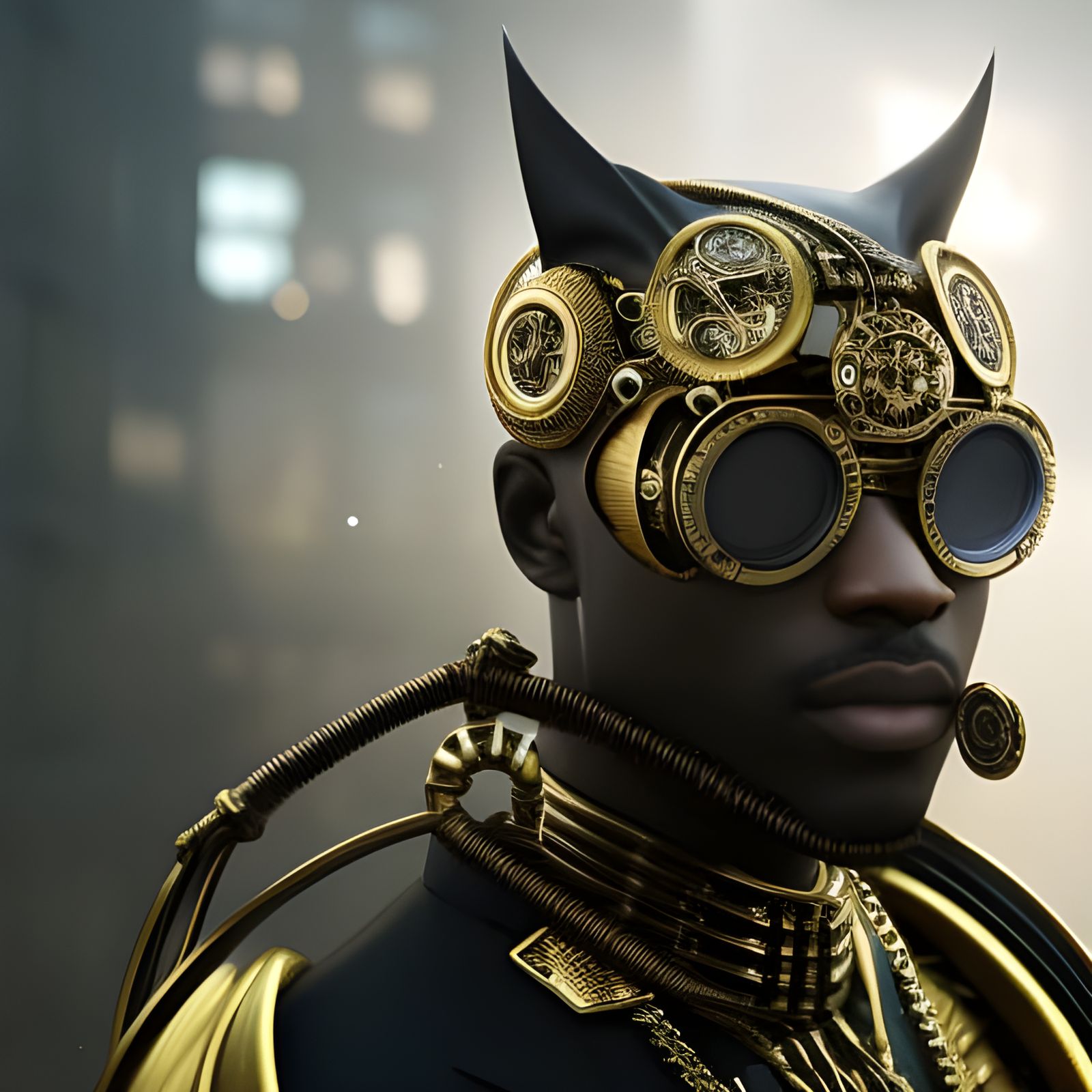 Steampunk Hip Hop Rapper Portrait with Intricate Metalwork
