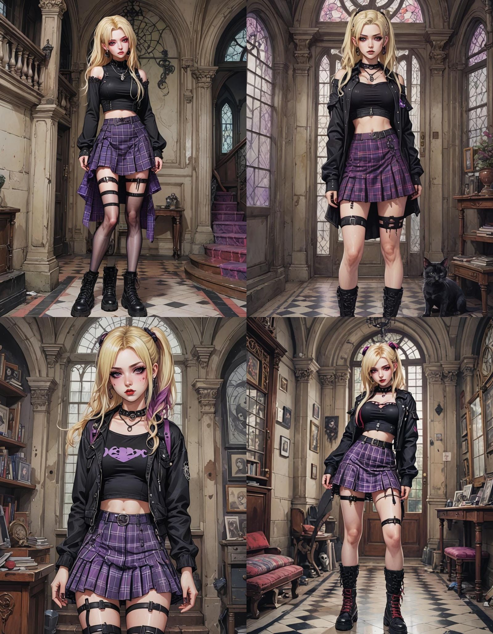 Gothic Woman in Mansion, Anime Art Style