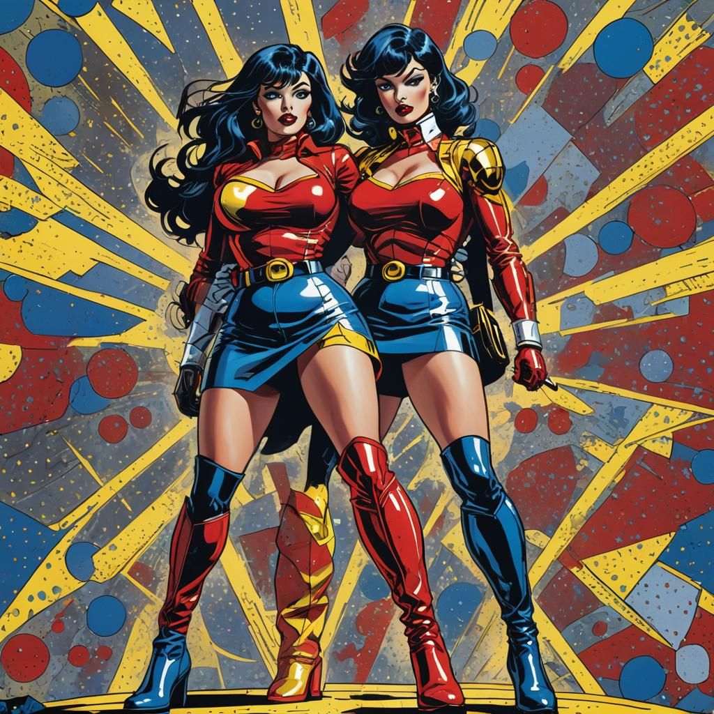 Poitrine massive ff552 femme rousse en cuir rouge, mini jupe et cuissarde