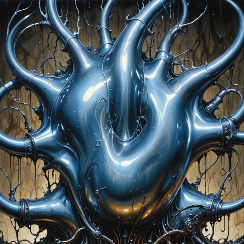 Biomechanical Organism in Dark Surrealism Style