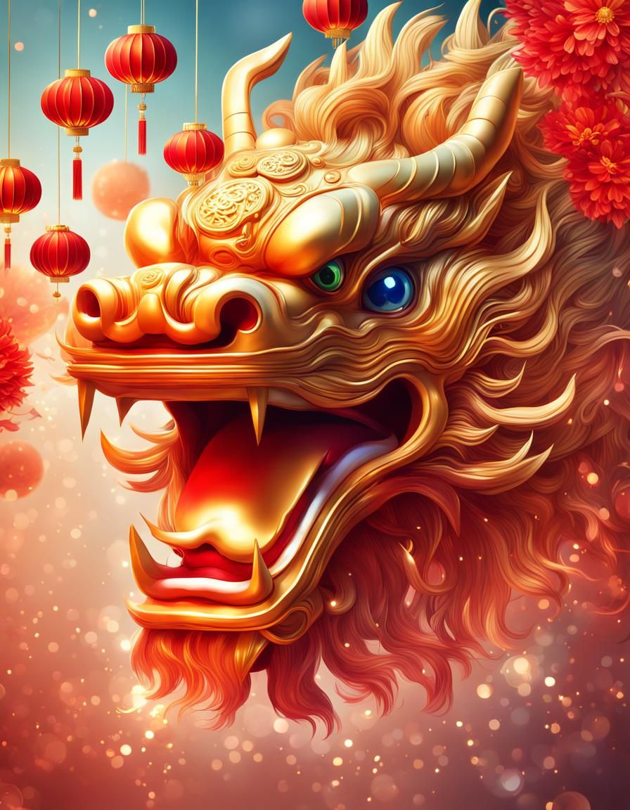 Festive Chinese New Year Wallpaper in Hyperrealistic Style