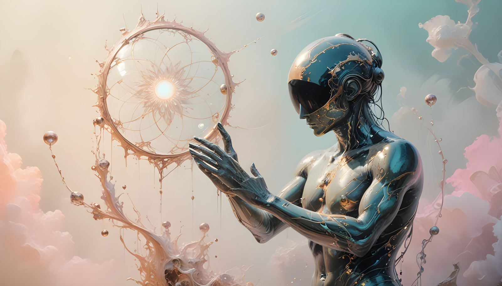 Bioluminescent Landscape with Impasto Painting and Neon Colo...