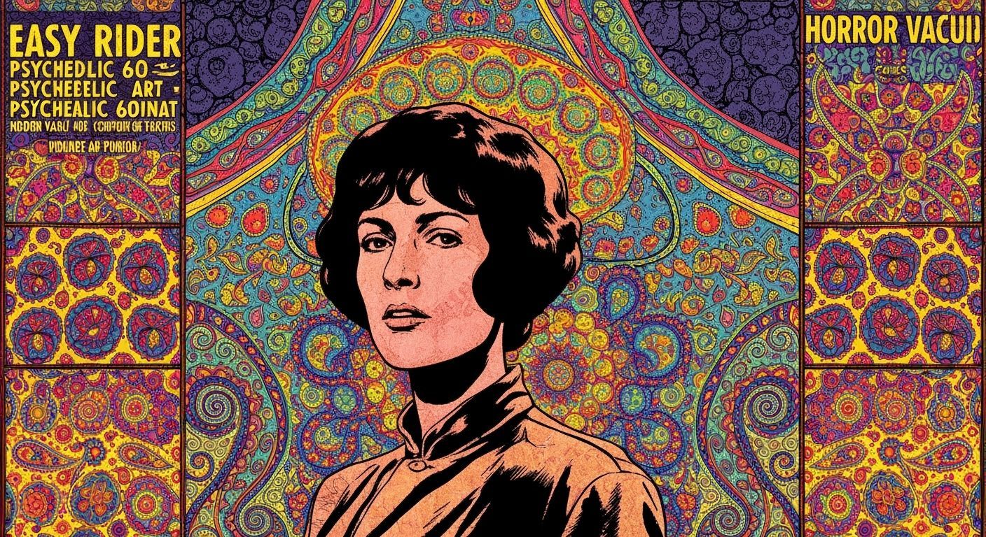 Psychedelic 60s Art Poster in Op Art and Pop Art Styles