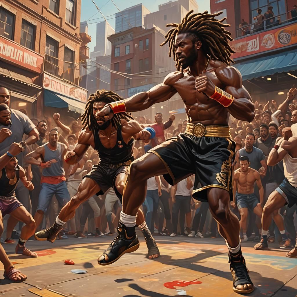 Muay Thai Athlete in Baroque Oil Painting