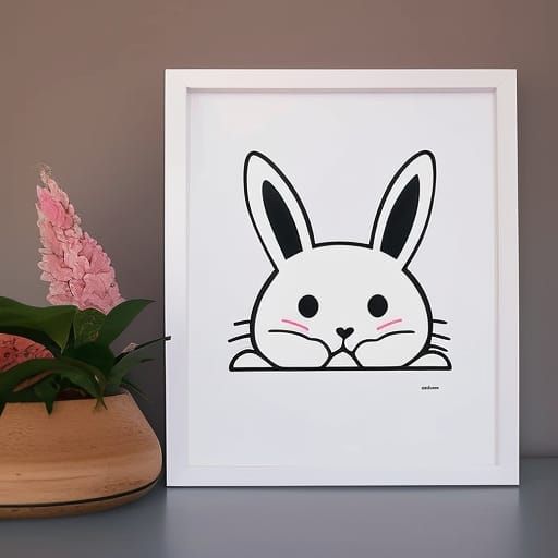 Adorable Minimalist Chibi Bunny Fine Art
