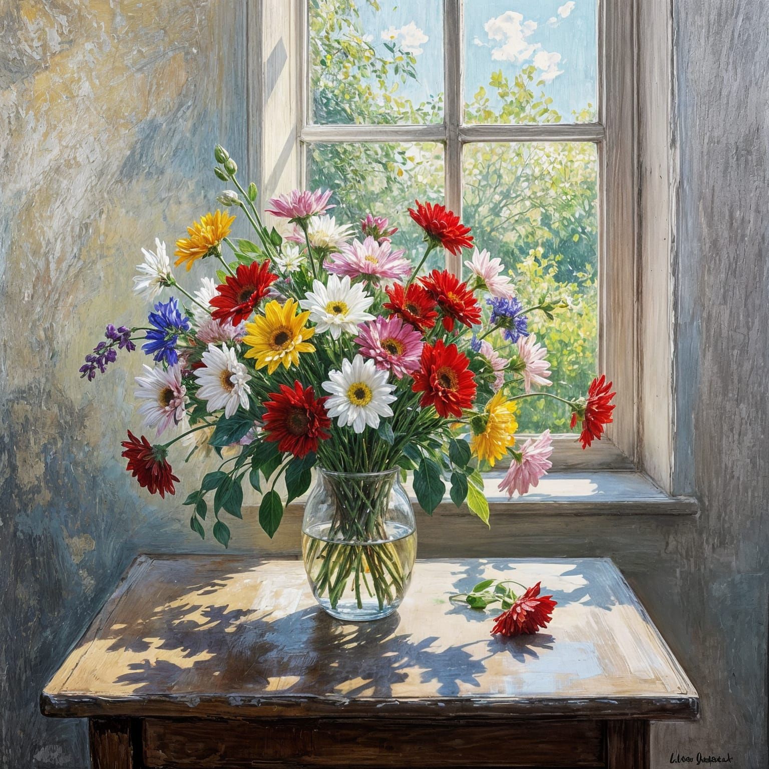 Floral Arrangement Inspired by Impressionist Art