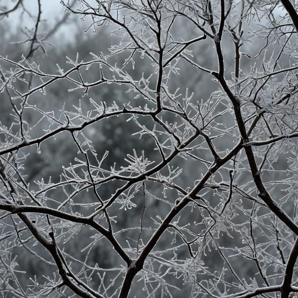 Icy Tree Limbs Captured with Advanced Camera