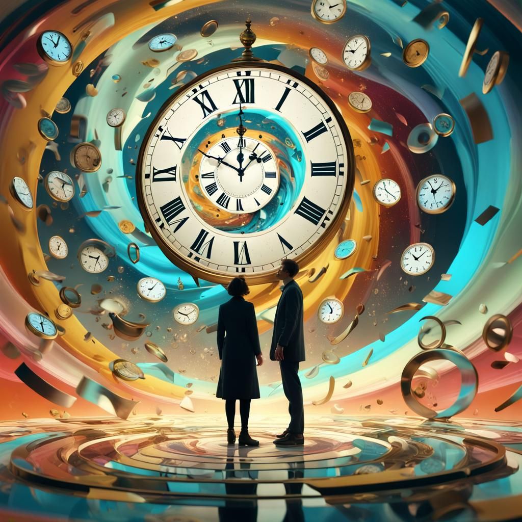 Surreal Time Vortex with Melting Clocks