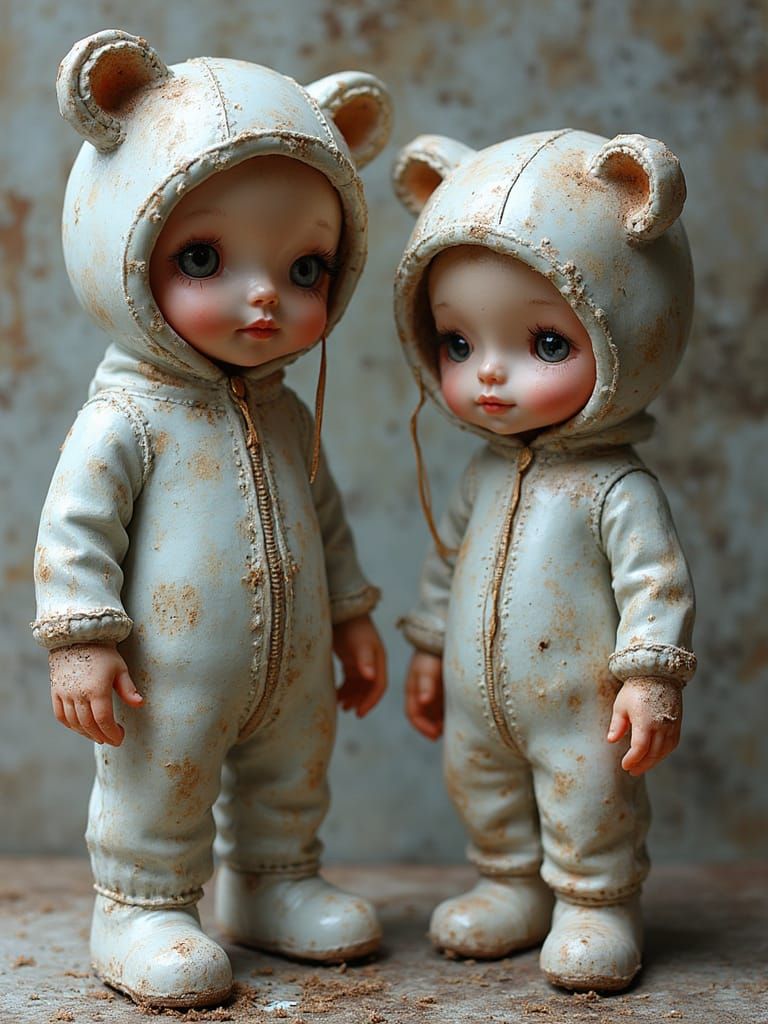 Acrylic Wash Painted on Glass Couture Dollequins Rocking One...