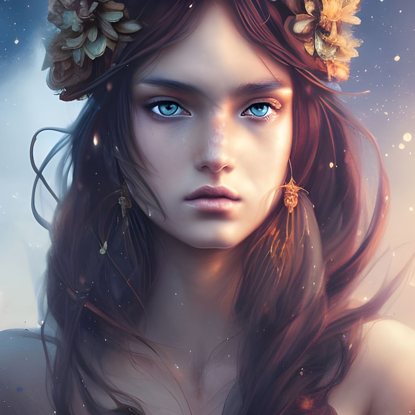 Fire Goddess in Medieval City, Digital Illustration