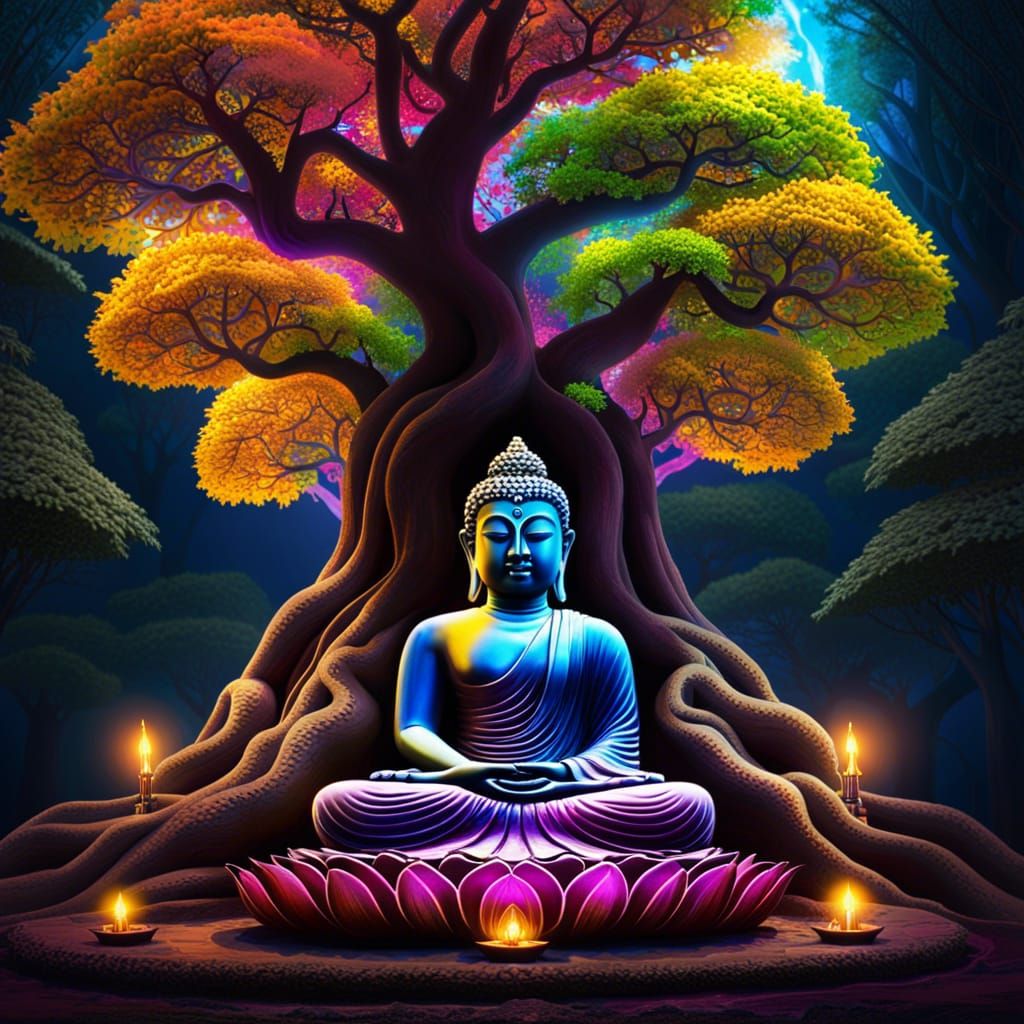 Buddha's Awakening Under Bodhi Tree in 8K