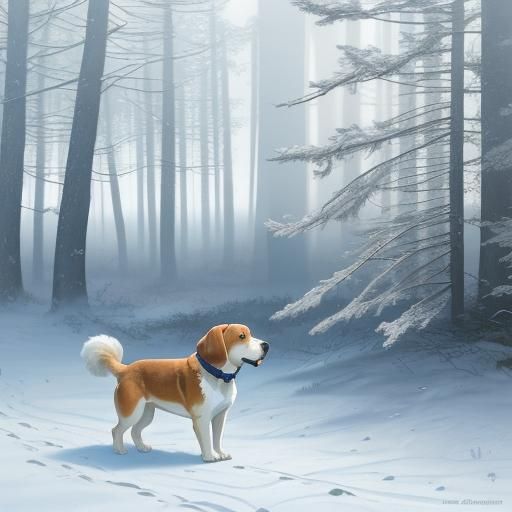 Beagle and Retriever in Winter Wonderland