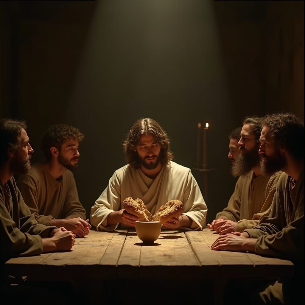 Jesus and Apostles in Golden Candlelight, Dutch Master Style