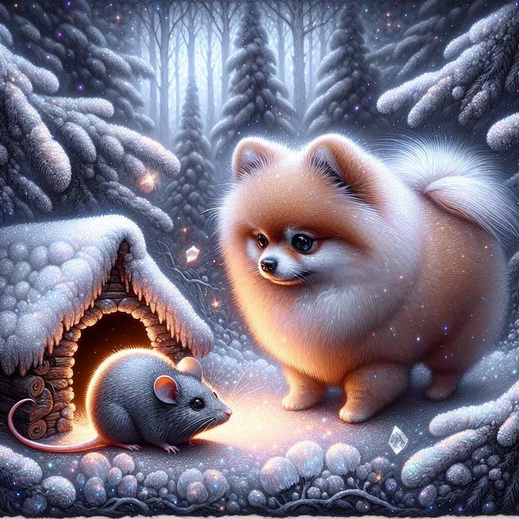 Frosty Fairy Tale Encounter in Whimsical Forest