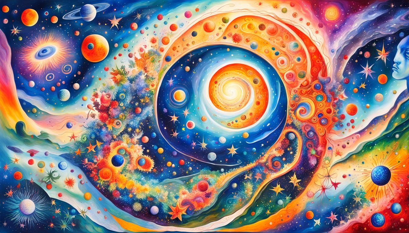 Colorful Protostar Cluster in Chagall Painting Style