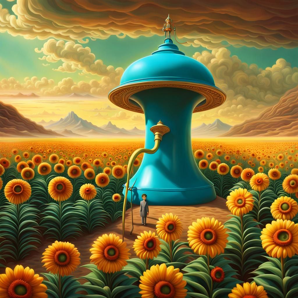 Surreal Desert Flower: A Hyperrealistic Rendering
