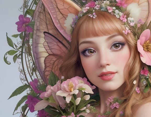 Baroque Animal Fairy in a Flower Garden