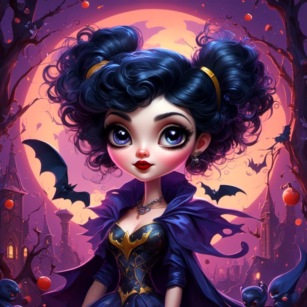 Betty Boop as Batgirl in Vintage Cartoon Style