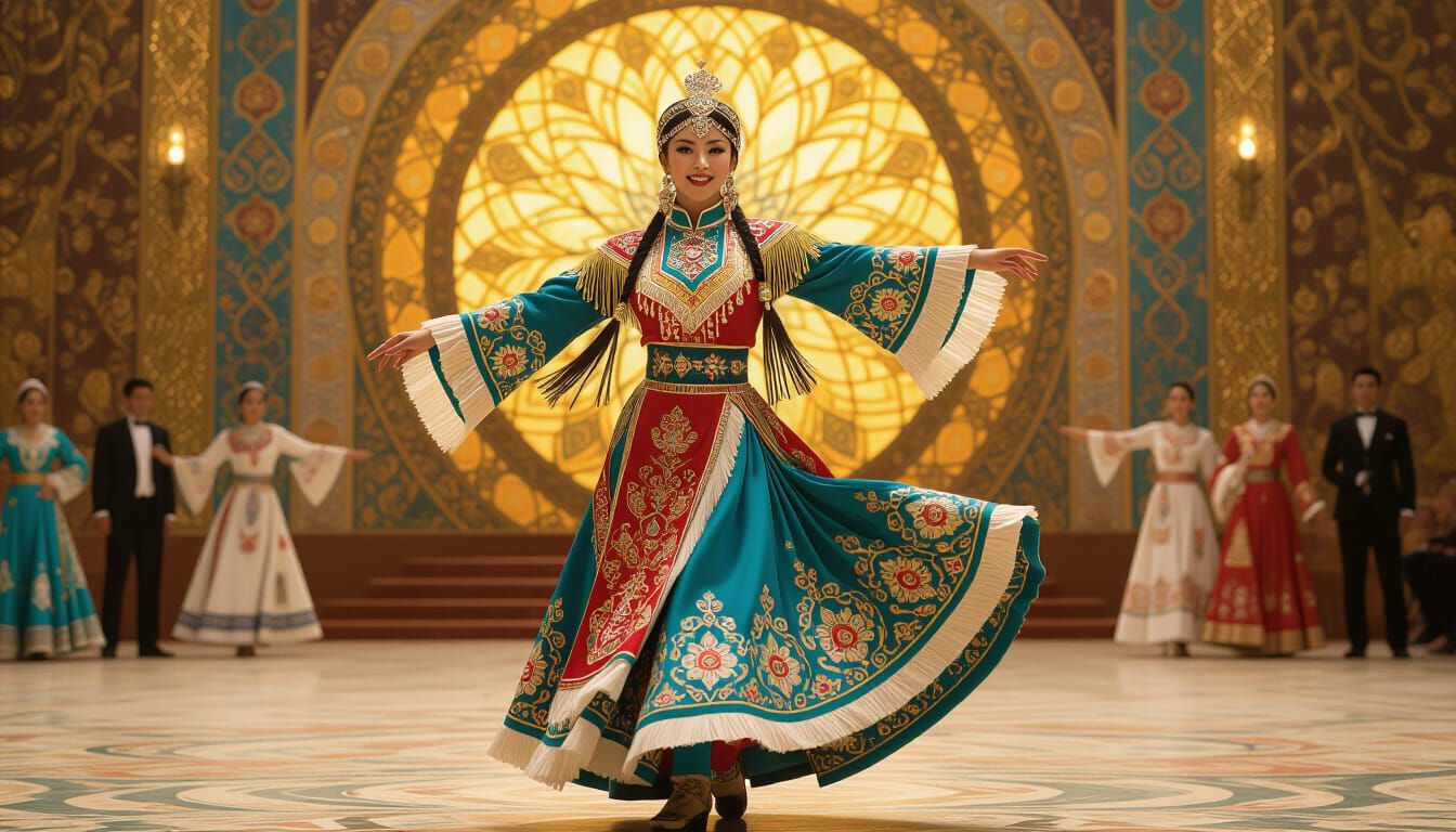 Kazakh Dancer in Art Nouveau Style